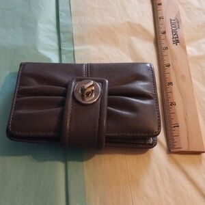 Coach Pleated Brown Leather Wallet